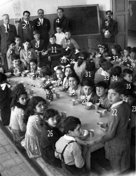 refezione scolastica alle scuole elementari di librizzi, anno 1955 circa